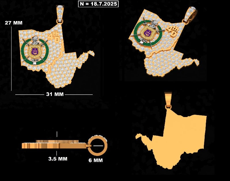 Omega Psi Phi “Rep my District” Pendant