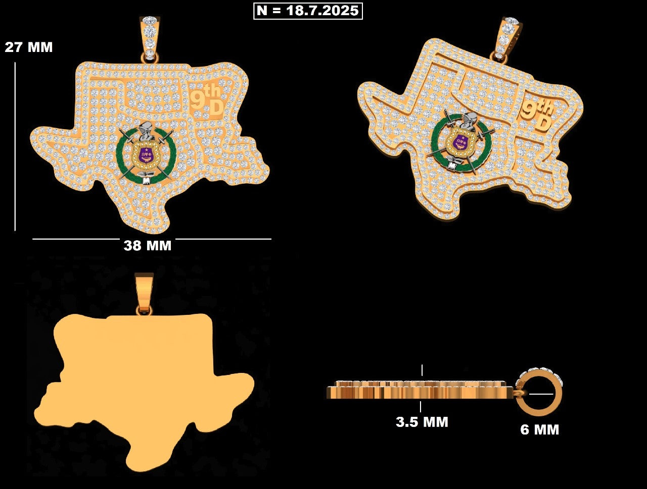 Omega Psi Phi “Rep my District” Pendant