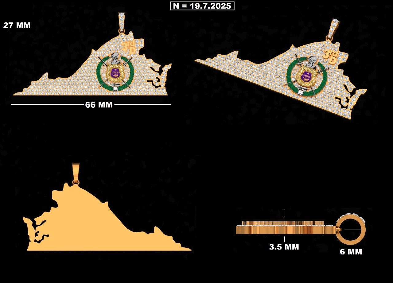 Omega Psi Phi “Rep my District” Pendant