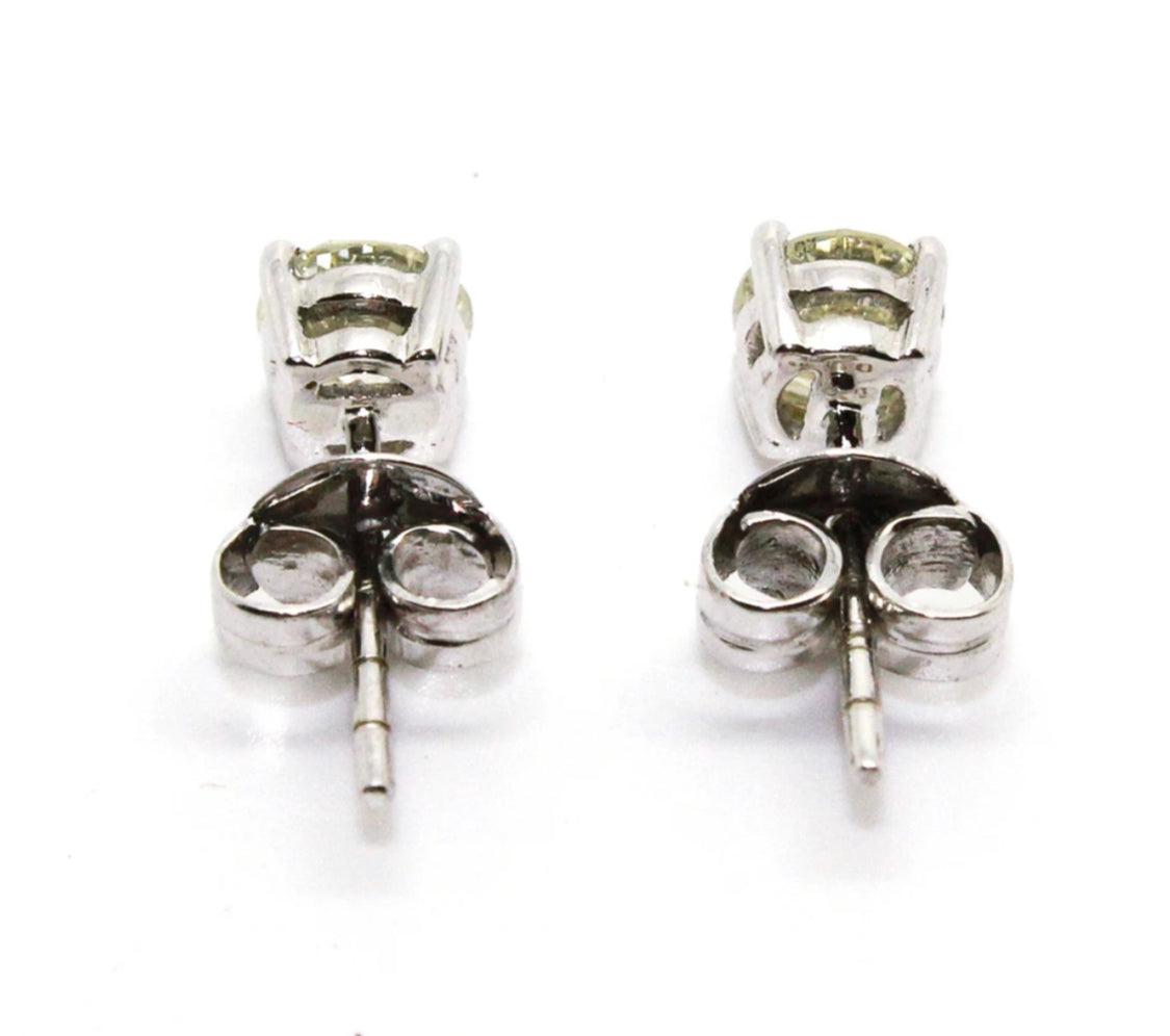 Round Diamond Stud Earrings — 1.02 ct