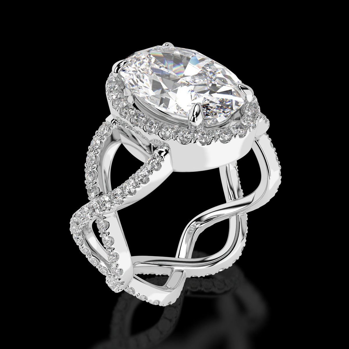 Serene Twist 3 carat oval diamond engagement ring