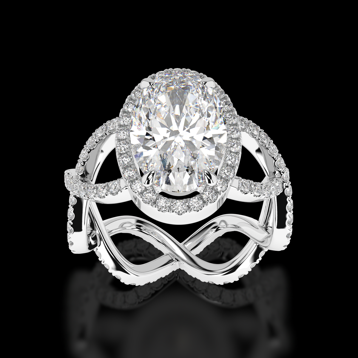 Serene Twist oval diamond engagement ring side view