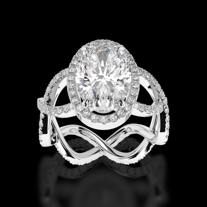 Serene Twist oval diamond engagement ring side view