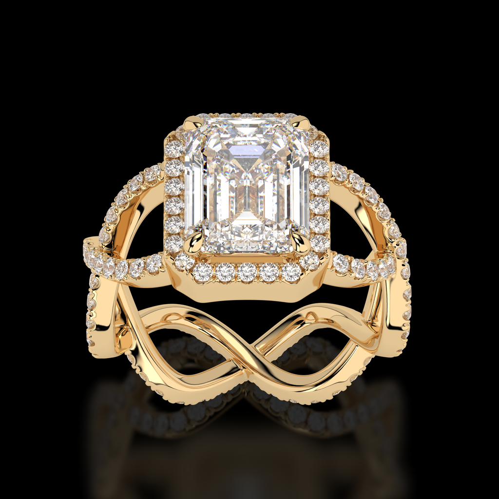 Aurora 3 carat emerald cut diamond engagement ring