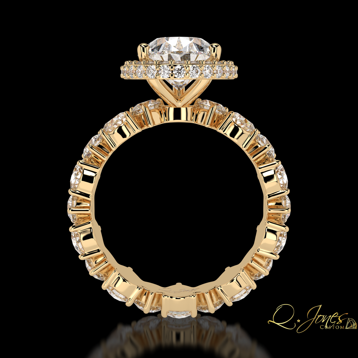 Custom oval diamond engagement ring alternate angle