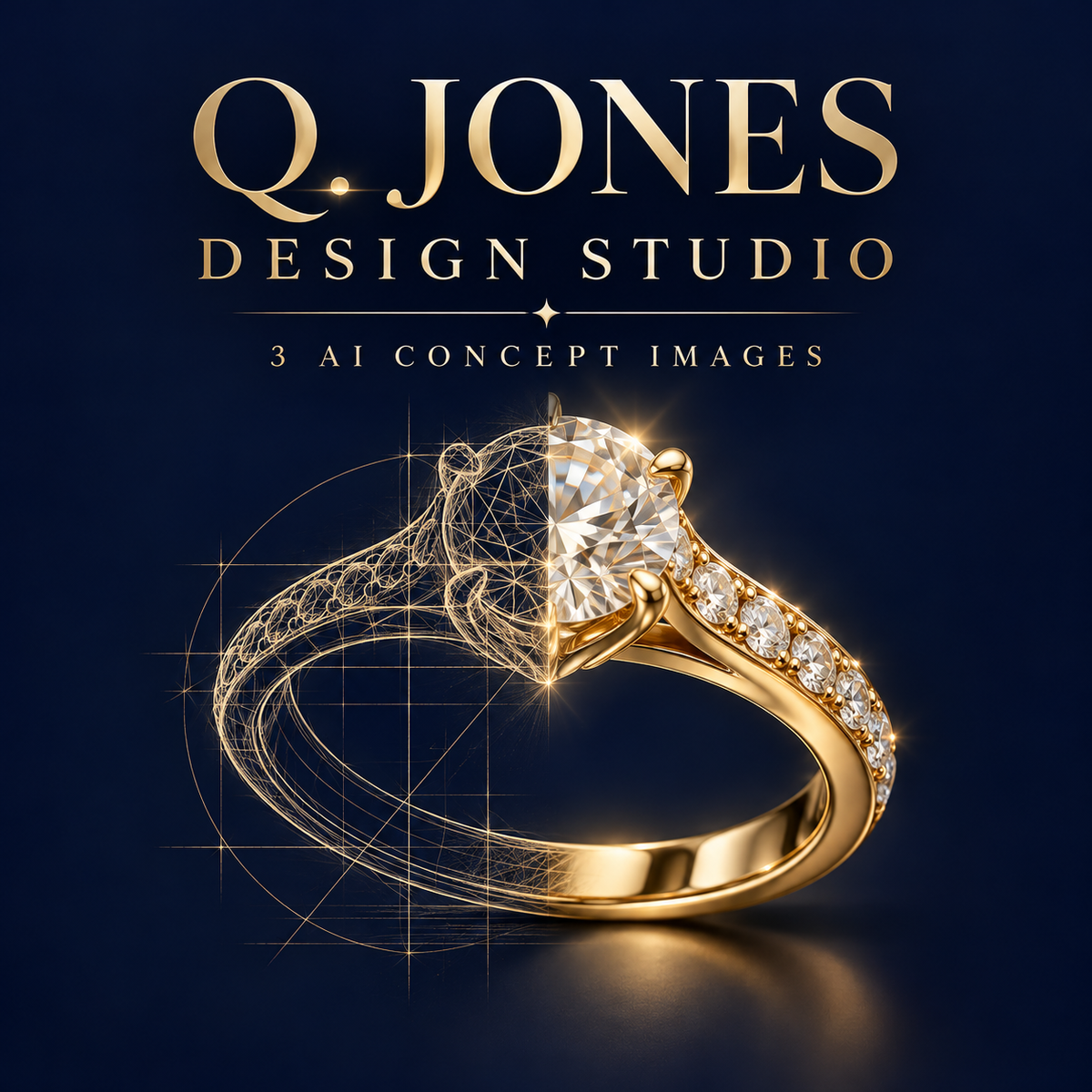 Q. Jones Design Studio — three AI concept images