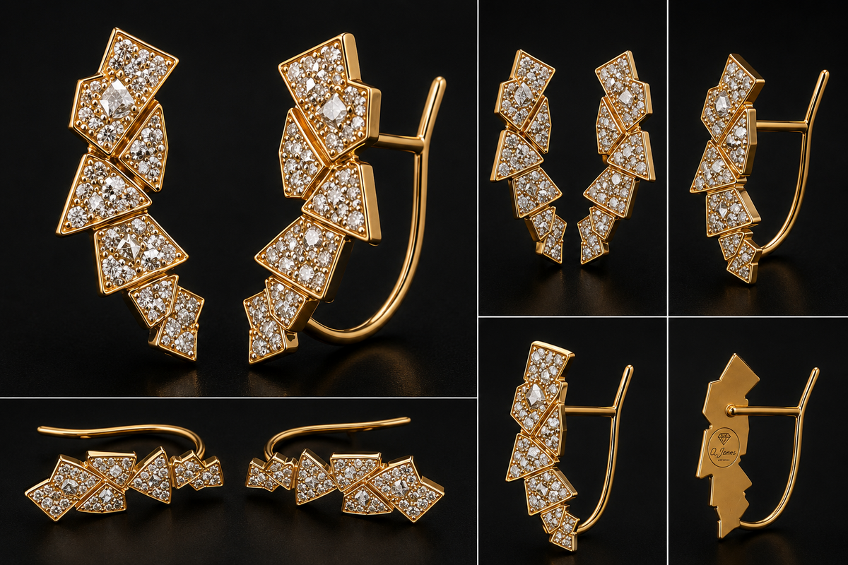 Shattered Dreams diamond ear climbers