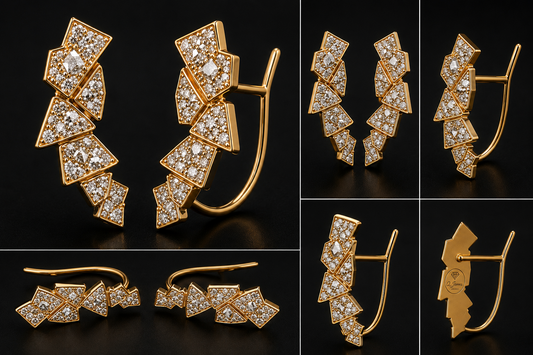 Shattered Dreams diamond ear climbers