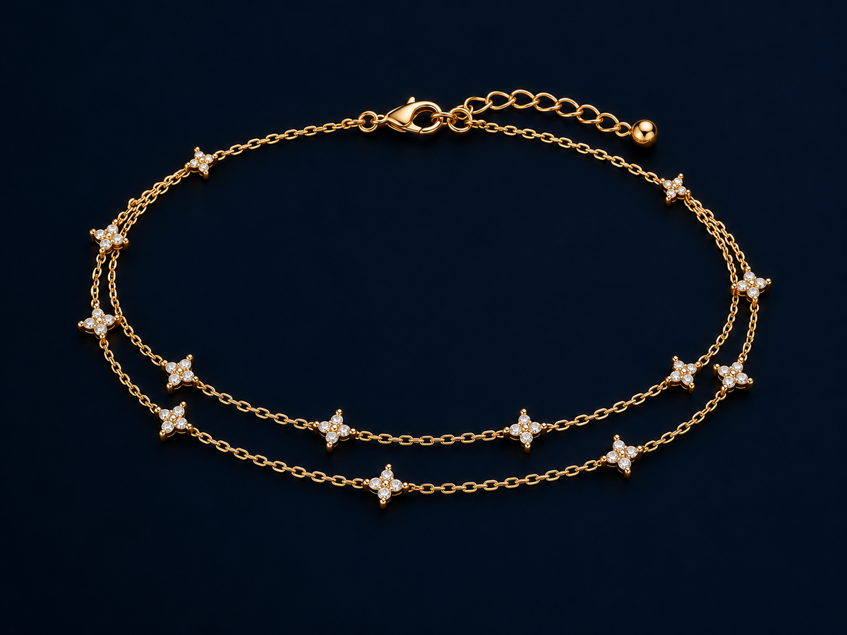 Whispered Dreams double strand anklet standalone product image