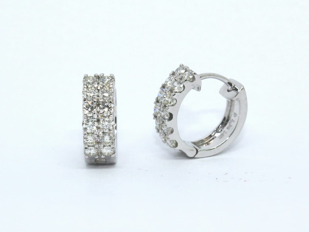 Double Diamond Hoop Earrings