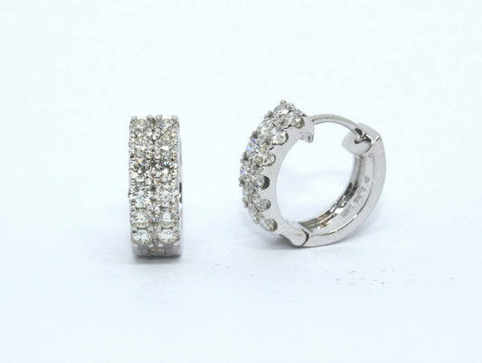 Double Diamond Hoop Earrings