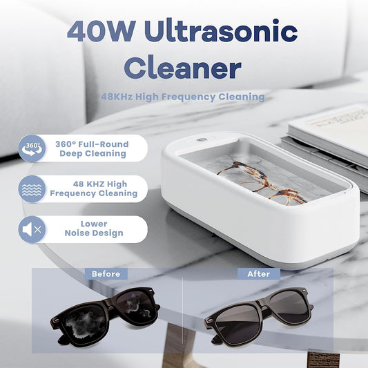 Ultrasonic Jewelry Cleaner Machine, 40W 22OZ (640ML) Professional Sonic Jewelry Cleaner with 2 Timer Modes for Glasses, Jewelry, Watch and Denture