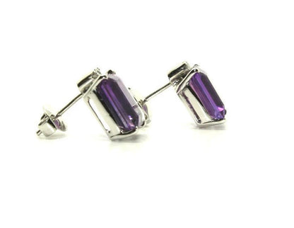 Amethyst and Diamond Stud Earrings