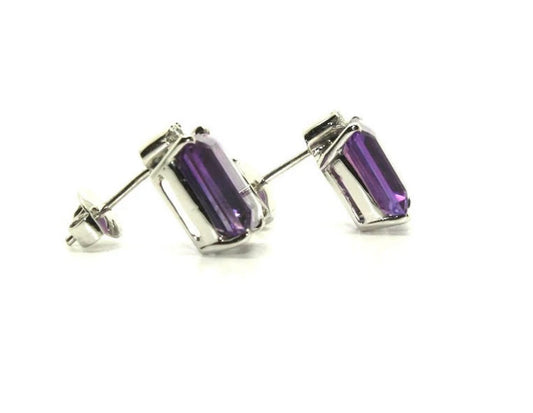 Amethyst and Diamond Stud Earrings