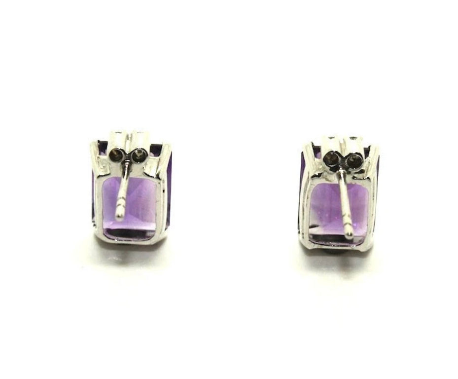Amethyst and Diamond Stud Earrings