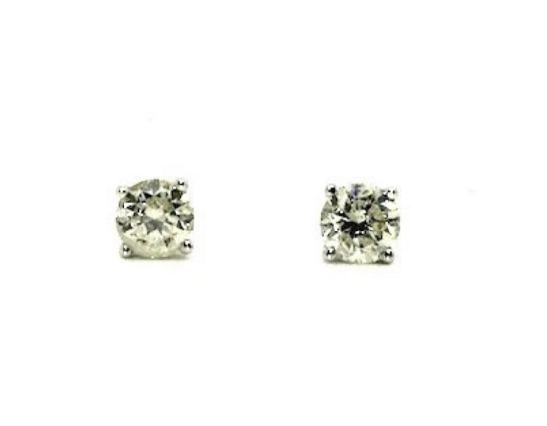 Round Diamond Stud Earrings — 1.02 ct