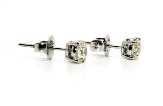 Round Diamond Stud Earrings — 1.02 ct