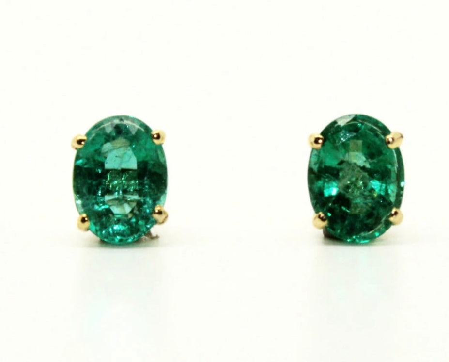 Oval Cut Emerald Studs