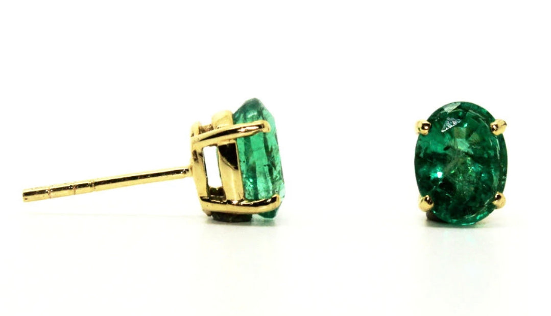 Oval Cut Emerald Studs