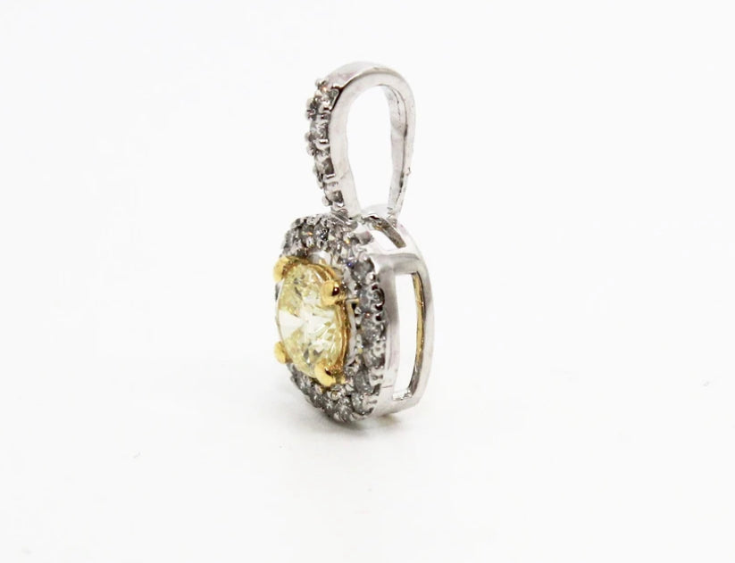 Yellow Diamond Halo Pendant