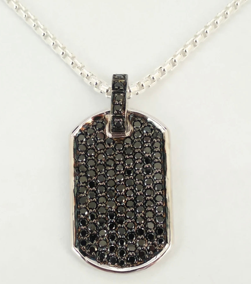 Black diamond dog tag pendant by Q. Jones Custom