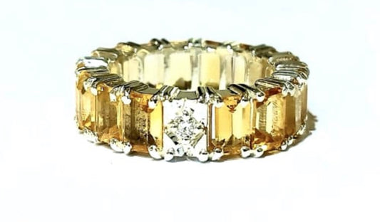 Custom Natural Stone Eternity Ring W/Diamond