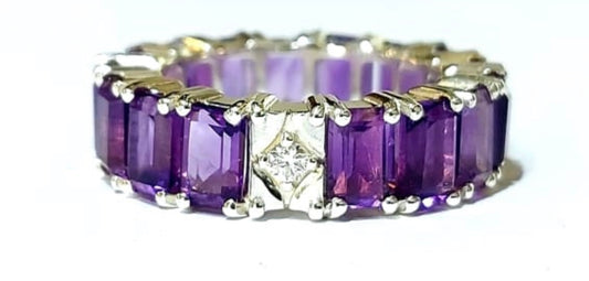 Custom Natural Stone Eternity Ring W/Diamond