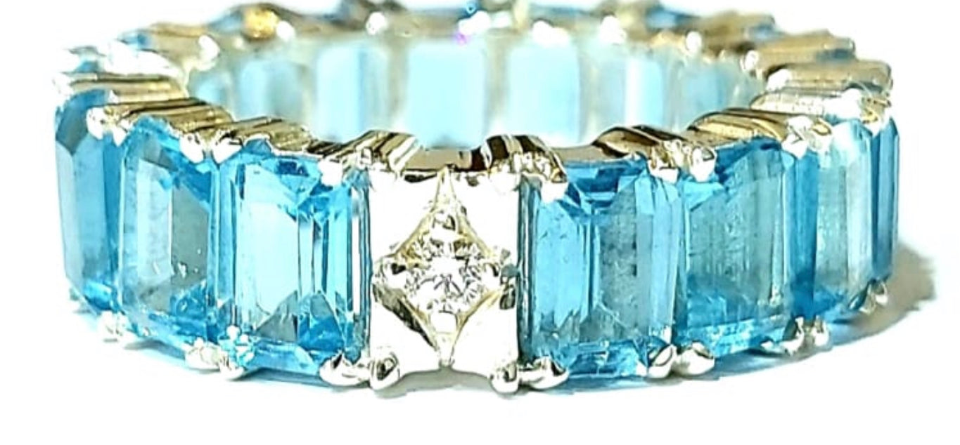 Custom Topaz and Diamond Eternity Ring