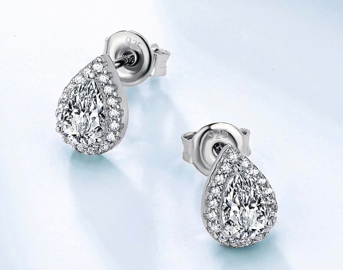 Pear cut Moissanite earrings