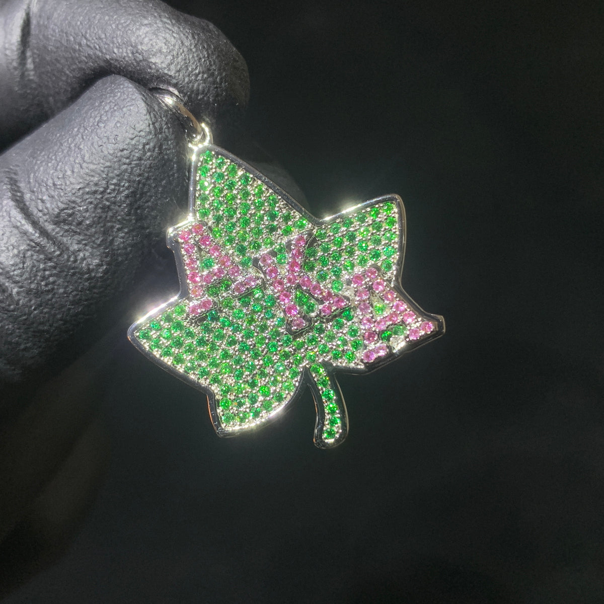 Alpha Kappa Alpha sorority pendant detail by Q. Jones Custom